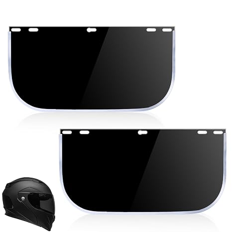 2 Pcs Face Shield Visor, Face Shield Replacement Lens Tinted Full Visor Protective Visors for Grinding, Welding, Cutting, Cosplay, Black