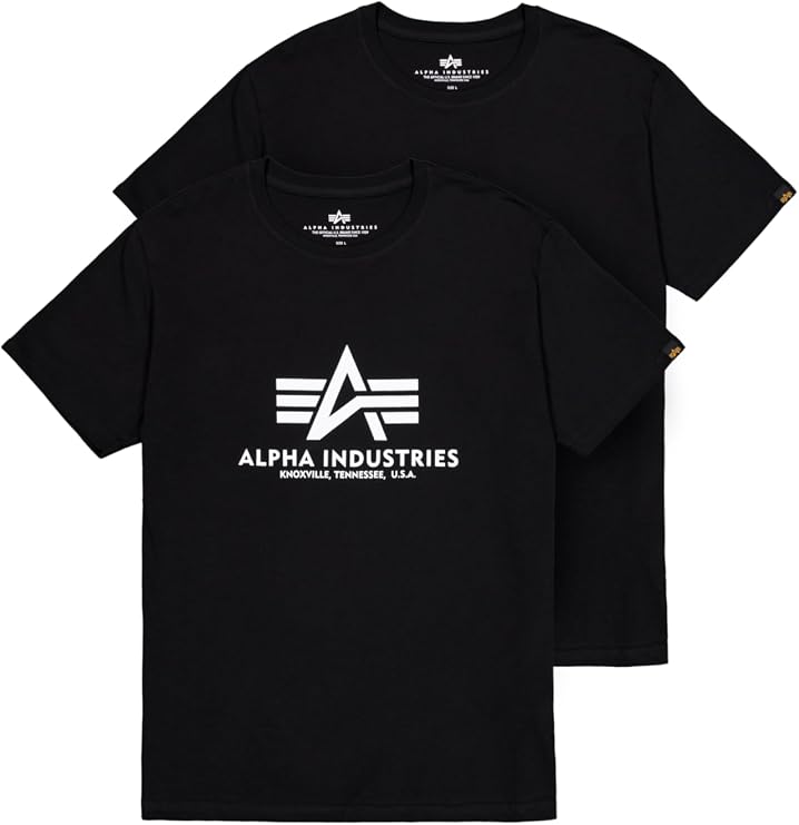 Alpha Industries Men's Basic Big Logo T-Shirt Pack of 2