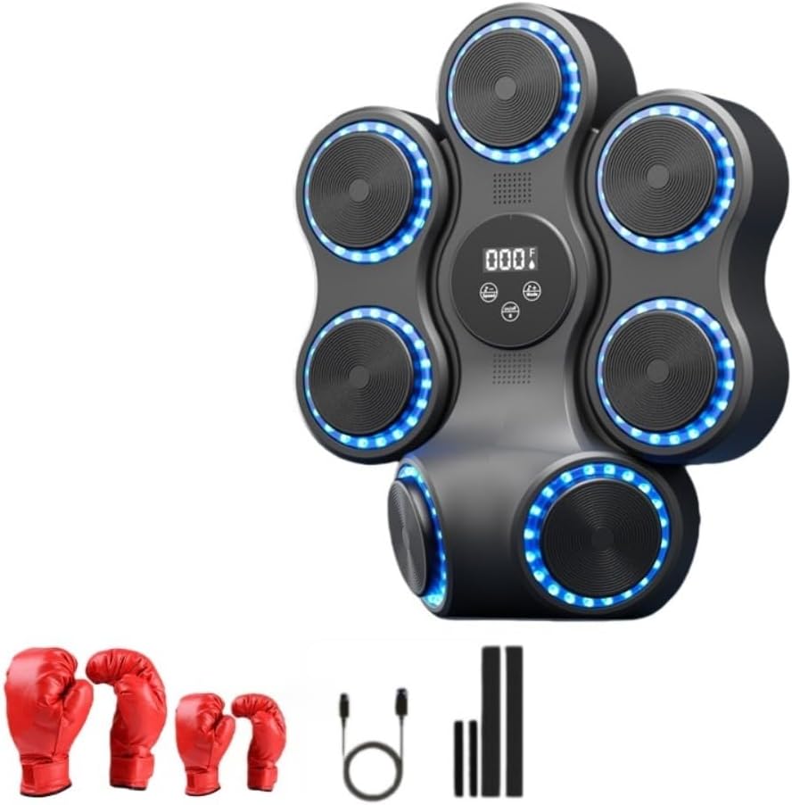 Music Boxing Machine Home Wall Mount, Smart Music Boxing Machine, Bluetooth Connection, Wall Mounted, 9 Speeds, 11 Modes Adjustment Indoor Training Equipment with Light, Beginner to Adult