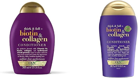 OGX Biotin & Collagen Hair Thickening Conditioner, 385ml & Thick & Full + Biotin & Collagen Conditioner 88.7 ml