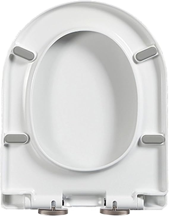 44x35.5cm,U Shape Soft Close Toilet Seat, D Shape Toilet Seats with Quick Release for Easy Cleaning, Top Fixing, D Shaped Loo Seat with Adjustable Hinges