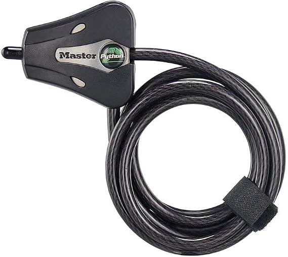 Master Lock 8418D Python Adjustable Locking Cable, 6-Foot, 5/16-Inch Diameter, Black