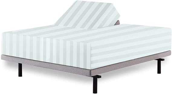 Sheets for Sleep Number Bed Split King,Split Top King Sheets for Sleep Number Bed,100% Egyptian Cotton,Damask Aqua Blue Stripe,34 Split-King,400 TC,16 Inch Deep,Split King Sheets for Sleep Number Beds