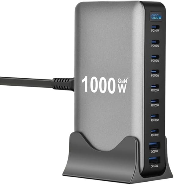 Senon Go Des GD-B961 GaN Teknolojili 10 Portlu Masaüstü Şarj İstasyonu 1000W Şarj Adaptörü