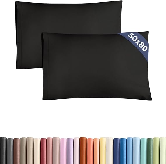 Pillowcase 50x80 Pack of 2 - Microfiber Machine Washable - Black