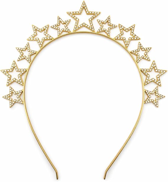 Star Halo Headband with Rhinestones – Gold Tiara for Women and Girls – Shining Star Headband Hair Hoop for Wedding, Christmas, New Year Party and Festival Accessories