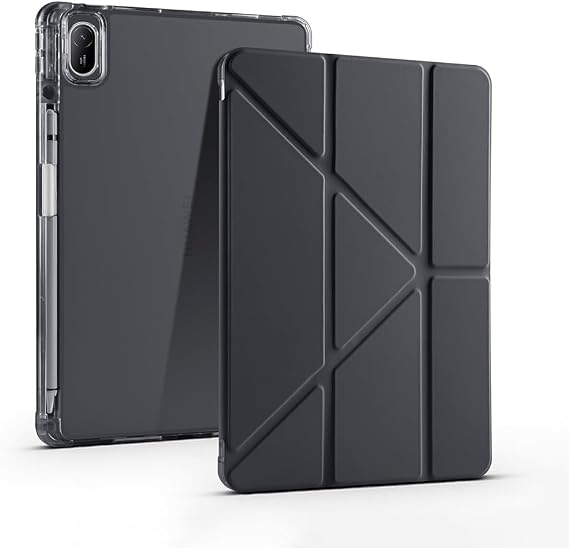 Aksesuarcim Huawei ile Uyumlu Matepad 11.5 2025/2023 Kılıf Silikon Yumuşak Kalem Bölmeli Esnek 4 Farklı Stand Olabilen Tablet Kılıfı Siyah