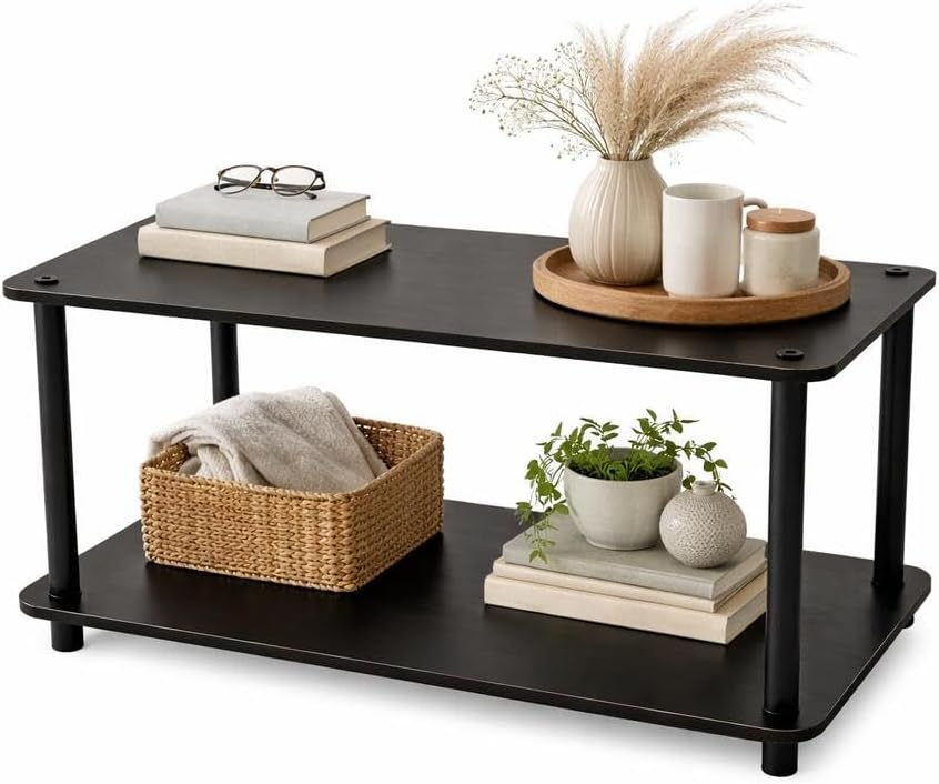 Volrant Orta Sehpa Modern Dikdörtgen Sehpa 70x30x38 cm – MDF Malzeme, Dekoratif Salon Sehpası, Raflı Tasarım (Siyah)