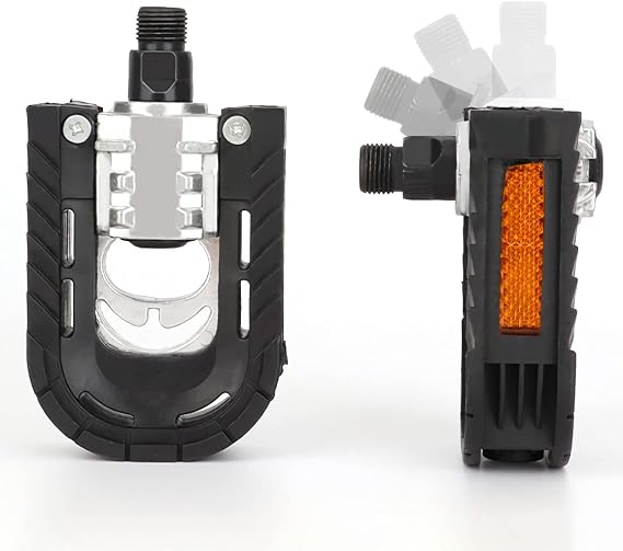 Bicycle Pedals Folding Pedal Aluminium Pedals with Reflectors and Anti-Rust Diameter 14 mm (9/16 Inch) Easy to Fold StZVO Equipment Folding Pedals Bicycle for Pedelec, MTB, Folding Bike, Road Bike