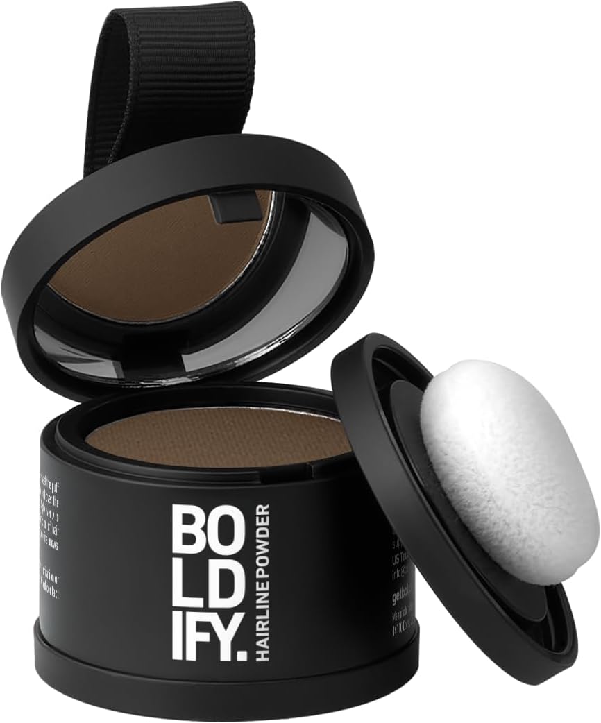 BOLDIFY Hairline Powder - Root Touch Up Hair Color for Gray Coverage - Bald Spot Concealing Hair Powder for Women and Men - 24-Hour Stain-Proof - Light Brown