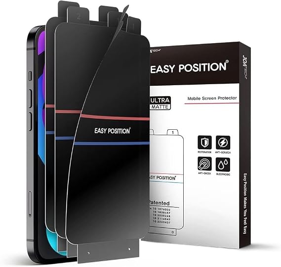 Easy Positionイージーポジション iPhone 16 Pro Max用スクリーンプロテクターフィルム3枚パック マットアンチグレア、指紋防止、簡単貼り付け。