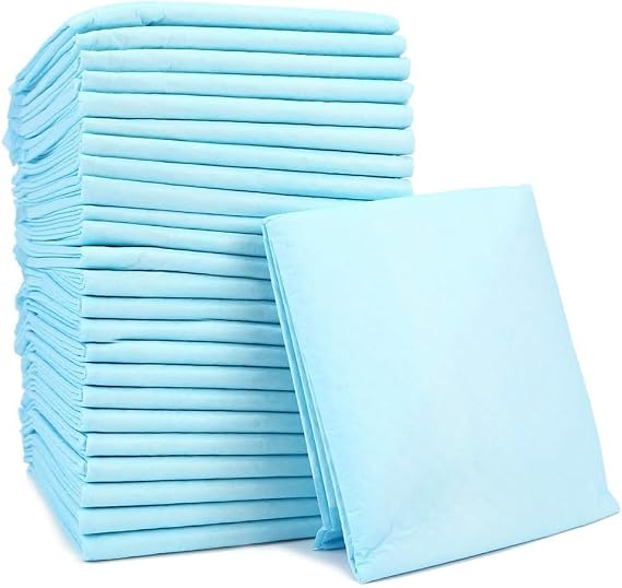 Disposable Tray Liners, 25 or 50 Super Absorbent Training Pads, 5-Layer Leak-Proof Kitten Cat Litter Liner Mat XL Large 60 x 45 cm Pink Litter Box for System (25 Pack Blue)