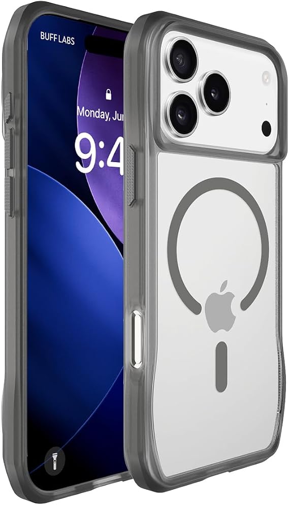 BUFF LABS iPhone 17 Pro ile Uyumlu Octa Shield Kılıf, Kablosuz Şarj Uyumlu, Darbe Önleyici, Tam Koruma (Koyu Gri)