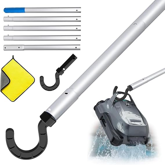 HEYIDAMAI Pool Robot Hooks with Telescopic Pole 185cm, Pool Vacuum Sweeper Hooks, Pool Vacuum Grip Hook, Hooks for All Robotic Pool Cleaners