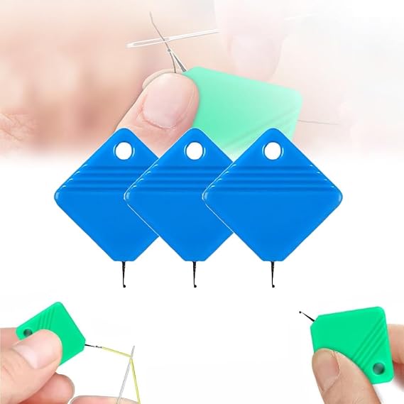 Automatic Needle Threader Sewing Machine Needle Threader DIY Needle Threader for Sewing Projects Fits All Needle Sizes (Blue 3PC)