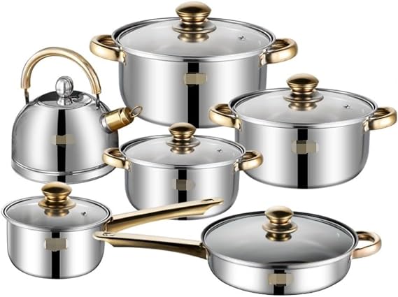 Cookware Set 6 Piece Cookware Set Frying Pan Milk Pan Soup Pot Saucepan Kettle Stainless Steel Kitchen Cooking Pot Set Cooking Pots Sets