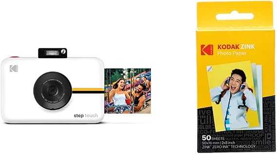 KODAK Step Touch Instant Camera with 3.5” LCD Touchscreen Display (White) Paper Bundle
