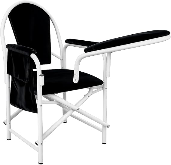 Admitir Muslim Prayer Islamic Velvety Cushioned Comfortable With Armrest And Side Pocket Foldable Salah Chair for Sujud Sajdah Namaz Mosque (Black/White)