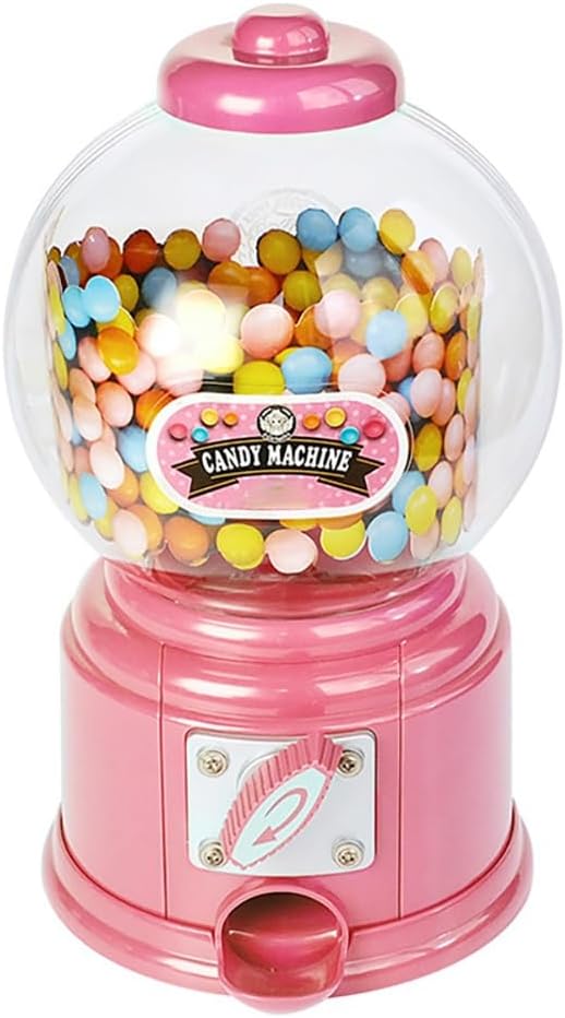 hansum Mini Candy Machine Portable Vending Gumball Dispenser Twist Candy Dispenser Cute Sweets Machine (Color : Pink)