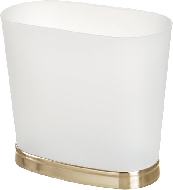 InterDesign iDesign Küçük Oval Banyo Çöp Donu/Yumuşak Pirinç Çöp Kovası
