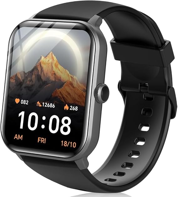 Smart Watch, Compatible with iPhone, Android, Music Playback, Calculator Function, Activity Meter, SMS/Line Notifications, 100 Different Exercise Modes, Waterproof, Message Notifications, Wristwatch, Multifunctional Smart Watch