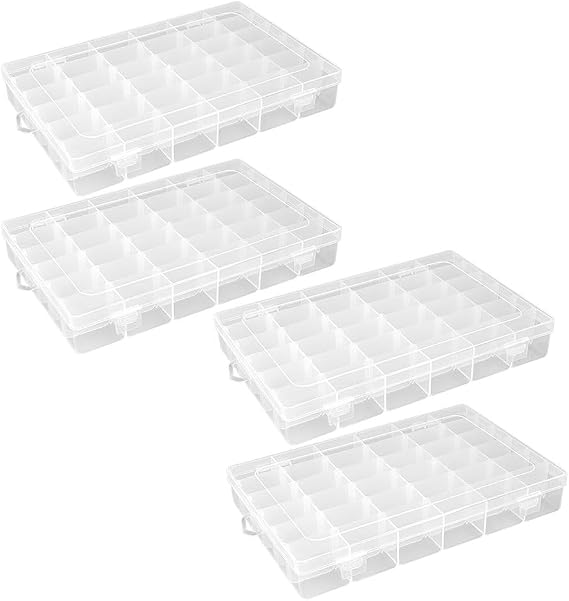 Ideen mit Herz Sorting Boxes for Small Parts Storage Boxes 36 Compartments Each 4.3 x 2.7 cm Size: 27.2 cm x 17.5 cm x 4.5 cm Storage Boxes Assortment Boxes Sorting Boxes for Crafts Pack of 4