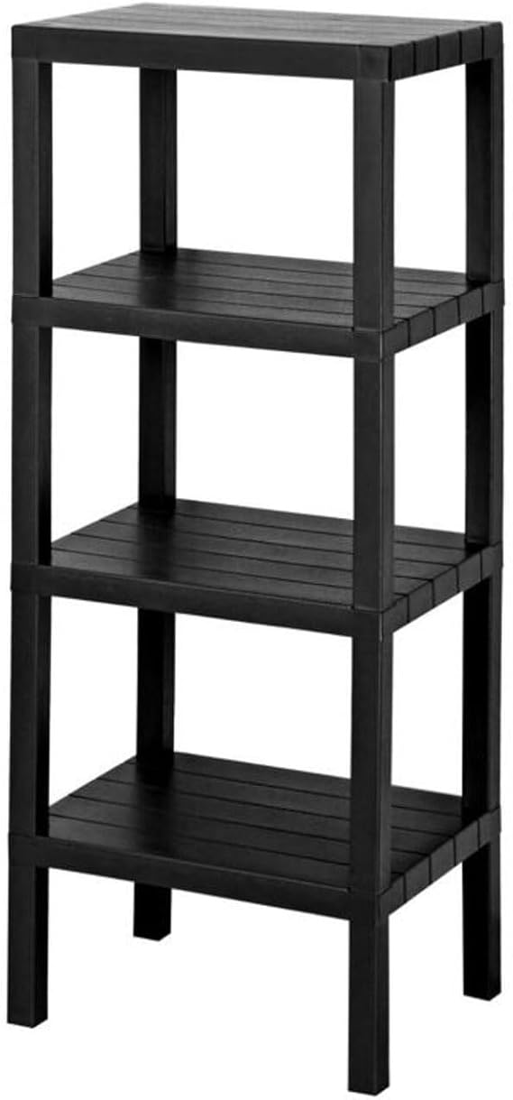Deconox 4 Katlı Köşe Rafı | Banyo, Mutfak ve Kiler İçin Yer Tasarruflu Organizer | Çok Amaçlı Plastik Raf | 4 Farklı Renk Seçeneği (38x29x100cm) (SİYAH)