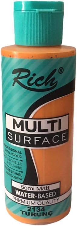Rich Multi Surface 2134 Turunç Akrilik Boya, 120 ml, Su Bazlı, Yarı Mat