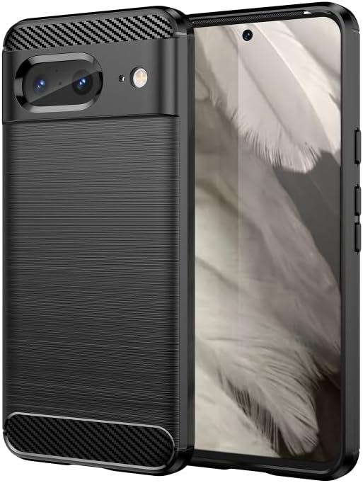 Microcase Google Pixel 8 Brushed Carbon Fiber Silikon Kılıf - Siyah AL3332