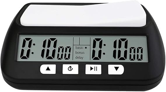 Digital Chess Timer Professional for Board Games with Alarm, 3-in-1 Multi-Function Portable Clock, 2 AA Batteries Included (Black)