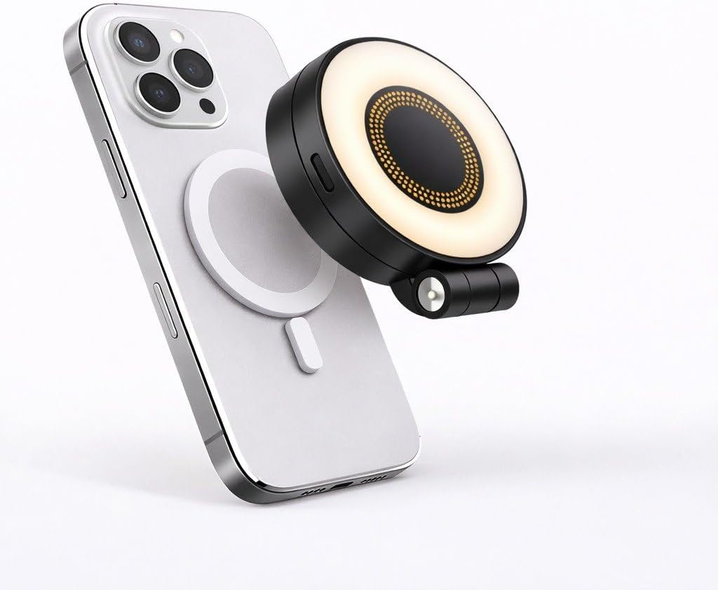 MagSafe Uyumlu Selfie & Video Çekim Işığı, Katlanabilir 180° Ayarlanabilir, 3 Işık Modu