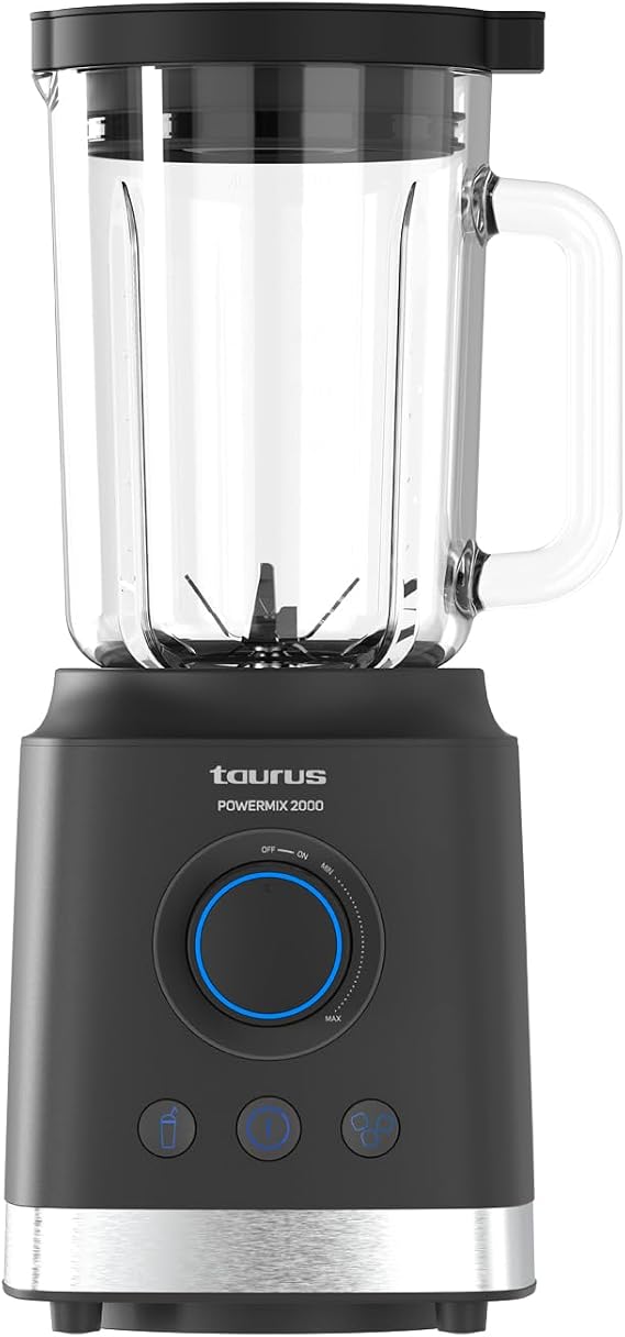 Taurus - High Power 2000 W Glass Blender | 1.8 L Glass Jug | Removable Stainless Steel Blades | 2 Automatic Functions + Turbo | Safety System | BPA Free