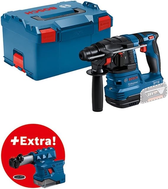 Bosch Professional 18V System Battery-Powered Hammer Drill GBH 18V-22 (with SDS Plus, Ideal for Holes 6-10 mm, Kickback Control and Vibration Control, incl. GDE 18V-12, L-BOXX, Without bat./Charger)