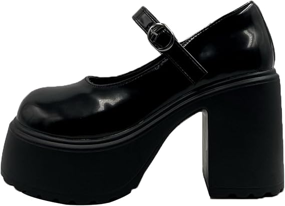 Mary Janes Ballet,Chunky Platform Mary Janes Shoes,Women'S Chunky Platform Marys Jane Shoes Gothic,Marys Jane Shoe Lolita,Round Toe,Buckle Strap,For Party,Outdoor Occasions