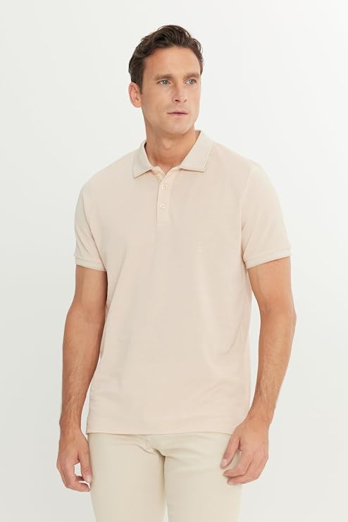AC&CO/Altınyıldız Classics Slim Fit Dar Kesim Kıvrılmaz Polo Yaka Kısa Kollu Tişört