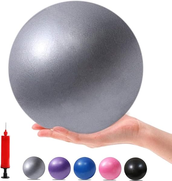 Mini Yoga Balls Exercise Pilates Therapy Balance Bender Ball Barre Equipment for Home Stability Squishy Training with Pump (Grey, 9 inch)