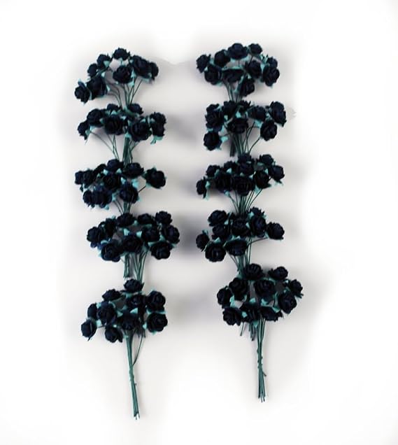 100 pcs Mini Mulberry Paper Roses Tiny Artificial Flowers Black Color Mulberry Paper Flower 15-18mm Flower Wedding Scrapbooking Handmade (15-18 mm)