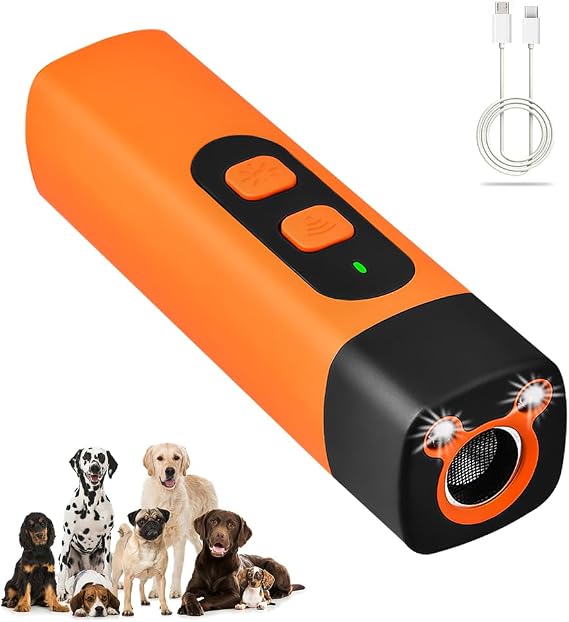 Bark Shield Anti Barking Device For Dogs, 25Ft Dog Deterrent Devices With Led Flashlight 2 In 1 Usb Stop Ultrasonic Small Medium Large Dogs