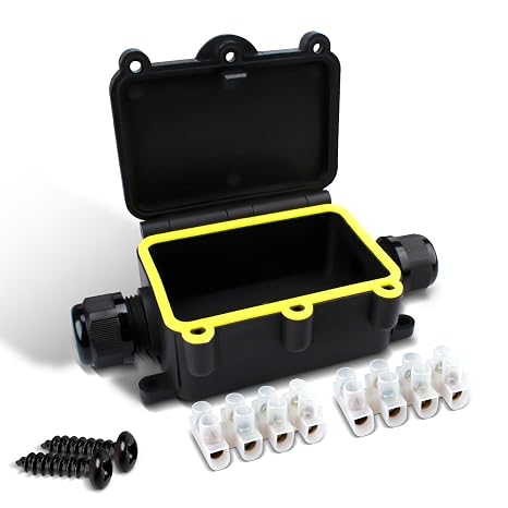 1 Pcs Electrical Junction Box Waterproof, Outdoor Waterproof Cable Connection Box LF-2068-2T, 2 Ways for Wire Diameter 5 to 12mm