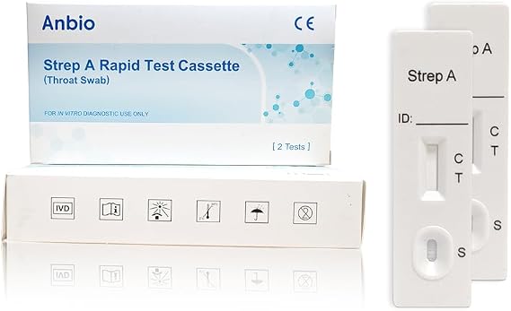 Anbio 2 x Strep A Test - Rapid Strep Throat Test - Streptococcus Test Home Kit for the Detection of Group A Antigen