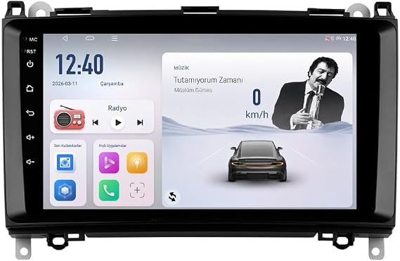 9 İnç Android Multimedya CarPlay Android Auto Navigasyon Kameralı 8GB RAM 128GB Pro - Mercedes Sprinter 2007-2018 ile uyumlu