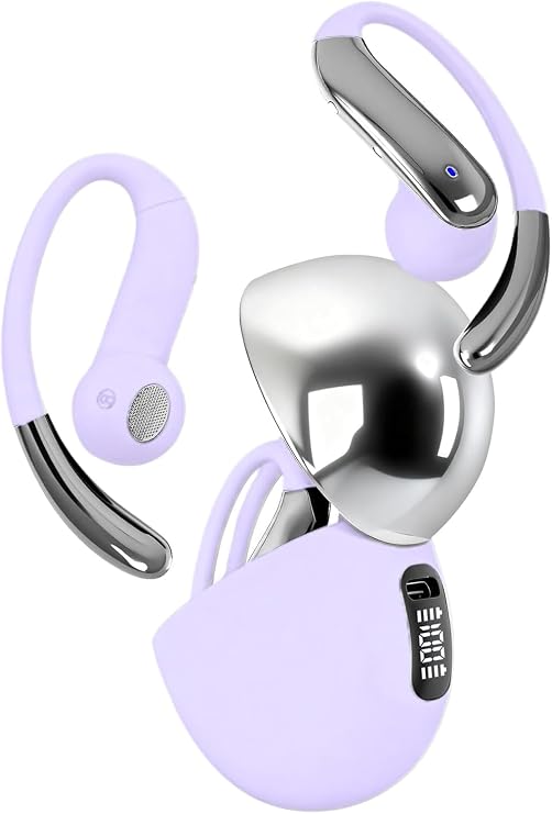 Open Ear Bone Conduction Headphones，Over Ear Earbuds with Ergonomic Earhook,Bluetooth Headphones 5.4 with Smart Digital Display,50H Playtime,IPX7 Waterproof,Touch Control Operate Fit Cycling Running