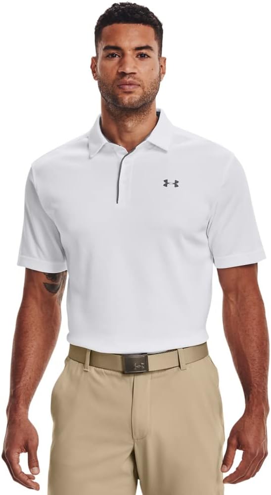 Under Armour Mens 2024 Golf Tech Wicking Textured Soft Light Polo Shirt