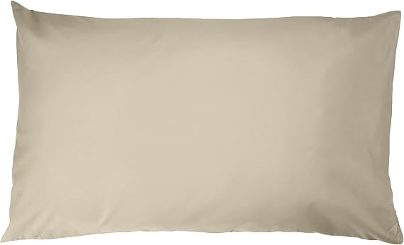 Amazon Basics Pack of 2 Microfibre Pillowcases, 50 x 80 cm, Beige