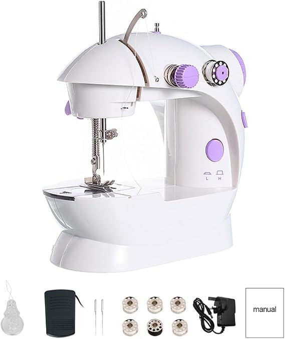Portable Mini Sewing Machine, Household Two-Wire Two-Speed Electric Sewing Machine with Pedal, Sewing Tools for Beginners, Gift for Kids