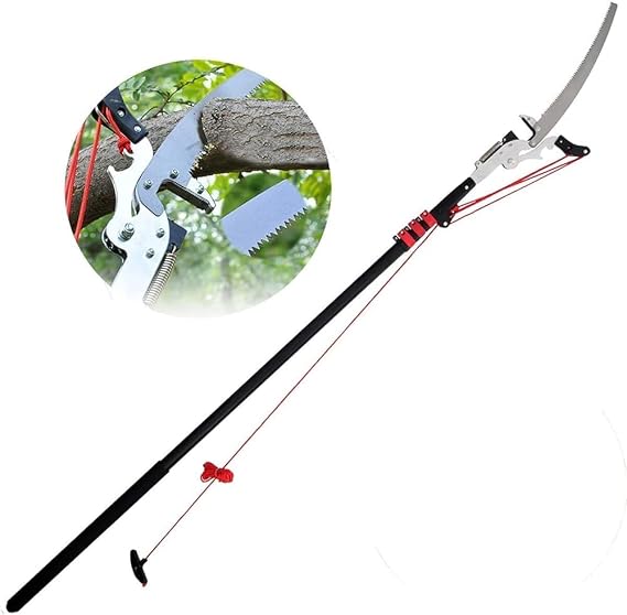 2 in 1 Pole Pruners for Tree Trimming,Telescoping Extension Pole 24ft with 16.4 Nylon Ropet for Branch Removal High Reach Tree Pruning Tools(Size:5m)