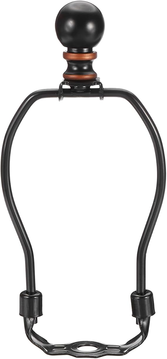 Patikil 5.5インチランプハープキット フィニアル付き、取り外し可能なランプシェードブラケットホルダー1セット、テーブルランプフロアランプ用diy照明アクセサリー、ブラック