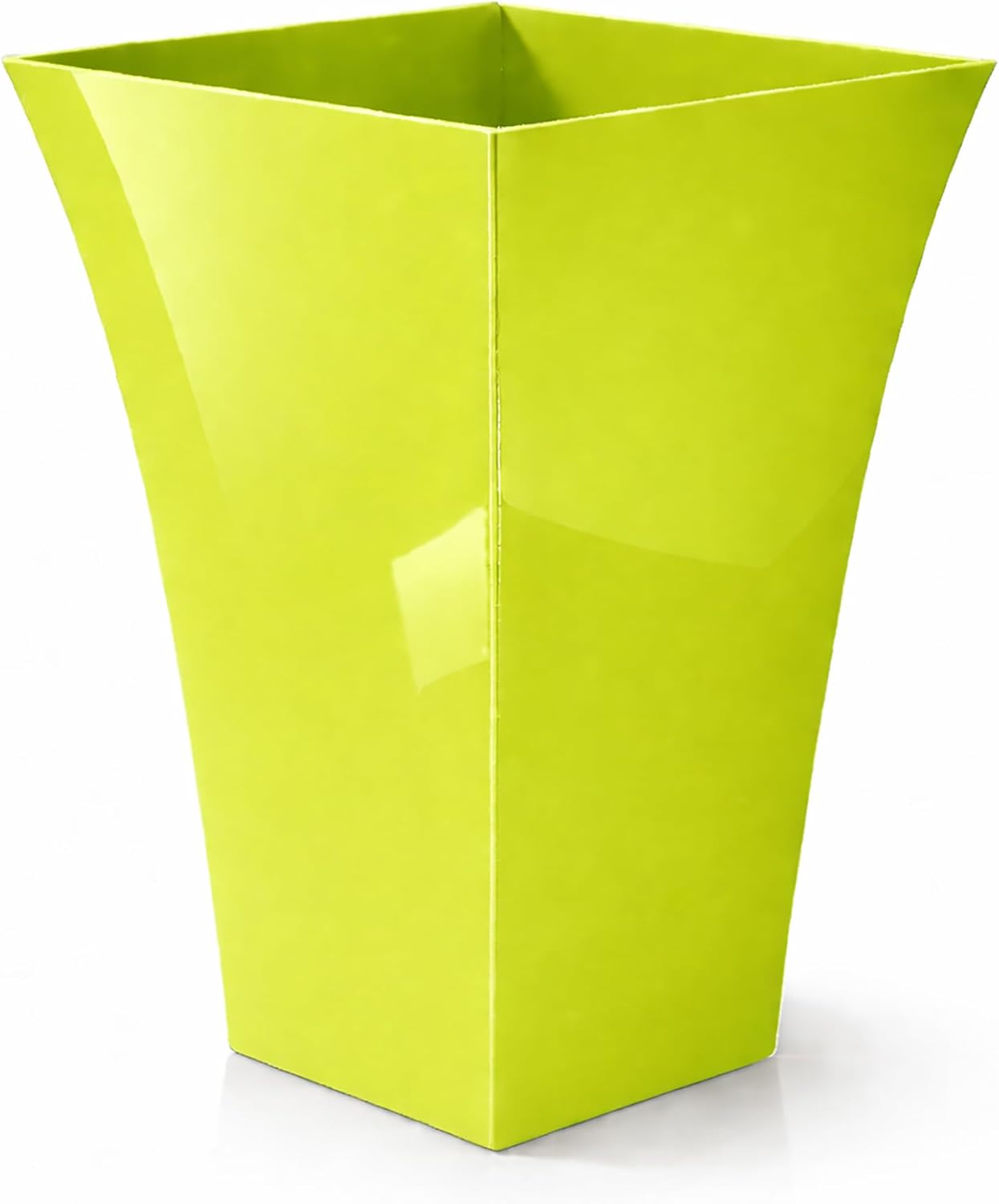CrazyGadget® Large Milano Tall Planter Square Plastic Garden Flower Plant Pot Gloss Finish LIME GREEN