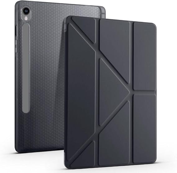 Aksesuarcim Samsung Galaxy Tab S10 FE SM-X520 X526 ile Uyumlu Kılıf Silikon Yumuşak Kalem Bölmeli Esnek 4 Farklı Stand Olabilen Tablet Kılıfı Siyah