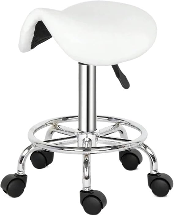 Foot Saddle Stool Cosmetology Shop Spinning Lift zSaddle Stool Dental Manicurist Chair Beauty Institute Furniture for Salon, Office, Massage(White)